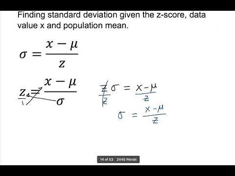 Calculating Standard Deviation Given Population Mean, Data Point and Z- score
