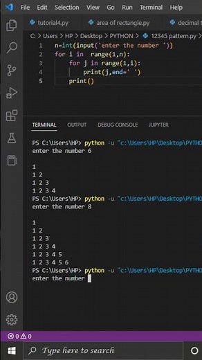 Printing Numbers in a Pattern Python Program