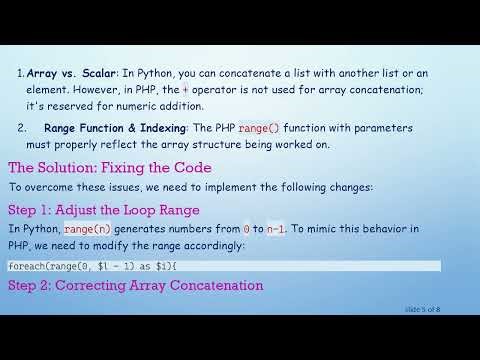 Converting Python's For Loop to PHP: Solving the Unsupported Operand Types Error