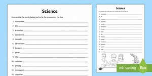 Science Word Unscramble