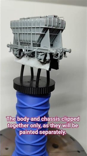 The Dapol Presflo cement wagon kit assembled. The body and chassis will be painted separately.