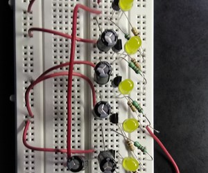 5 LED CHASER USING a TRANSISTOR