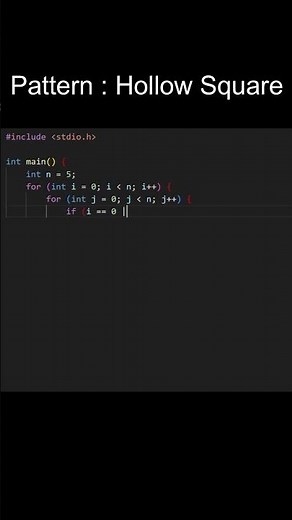 Pattern 2: Hollow Square In C | Pattern Series | JustCode |#coding #programming #shorts