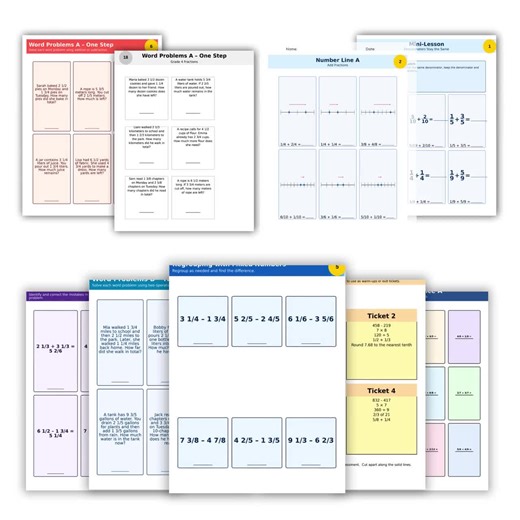 4th Grade Adding & Subtracting Fractions With Like Denominators – Printable Worksheets - Etsy
