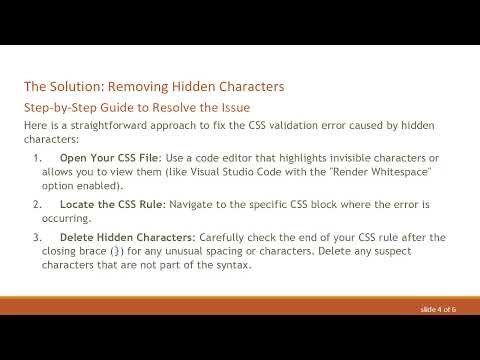 Fixing CSS Validation Errors Caused by Hidden Characters