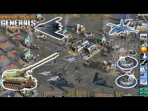 "OP Turret + Op Arty + OP Airforce" USA CIC 1 vs 7 GLA AI Qaeda Hard | C&C Generals Zero Hour Mod
