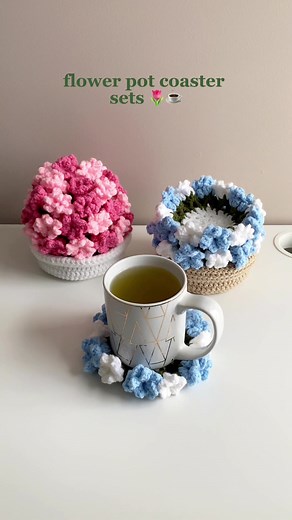 Just wanted to showcase the two flower pot coaster sets that I made for my aunt 💐 (coaster pattern is from Lacie Bloom on Youtube, and I improvised while making the pots) #crochet #crocheting #crocheter #crochetersoftiktok #crochettiktok #crochettok #crochetaddict #crochetaddiction #amigurumi #yarn #yarnlovers #yarntok #crochetideas #crochetinspo #coaster #coasters #flowercoasters #crochetflower #crochetflowers #crochetcoaster #crochetcoasters #crochetgift #crochetgifts #crochetgiftideas #fyp