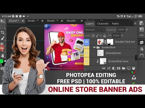 Photopea for Beginners - How to Get Started Editing Psd file template in Photopea | 100%| Easy Step