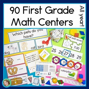 First Grade Math Centers Year Long Bundle | Back to School Math Activities