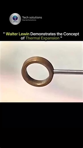 Tech solutions on Instagram: "Walter Lewin demonstrates the concept of thermal expansion by clearly showing how materials change their dimensions when temperature varies, turning an abstract idea into a vivid physical reality. Through simple yet powerful experiments, he heats and cools solid objects to reveal how atoms vibrate more vigorously as temperature rises, causing the material to expand, and contract again as it cools. His engaging explanation and hands-on approach make it easy to unders