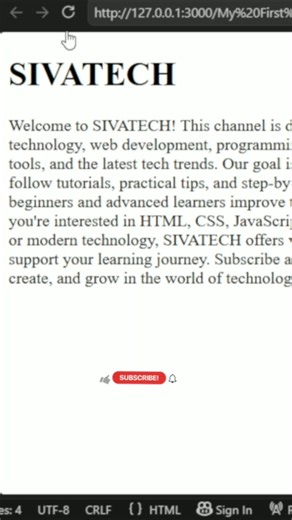 Create a Simple HTML Web Page in 10 Seconds 💻🔥 | HTML Beginner Project #shorts