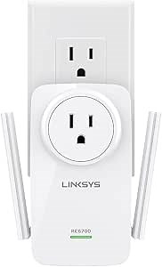 Linksys RE6700: AC1200 Amplify Cross-Band Wi-Fi Extender, Wireless Range Booster, Gigabit Ethernet Port, Spot-Finder Technology (White)