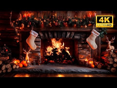 Winter Christmas Fireplace 4K ❄️ Warm Burning Logs & Relaxing Crackles