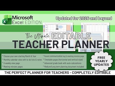 The Ultimate Editable Teacher Planner for Microsoft Excel | Comprehensive Guide | 2026 Edition
