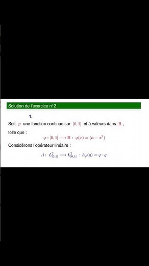 Théorie des semi - groupes d'opérateurs - exercice corrigé - #mathshorts