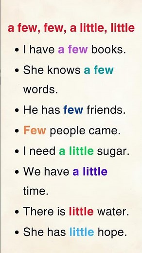 Few, A Few, Little, A Little Sentences, Master These Confusing English Words in Just 30 Seconds! 💡