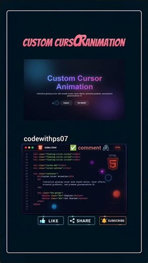 🚀 Custom Cursor Animation using HTML, CSS & JavaScript. This Cursor Changes Everything!
