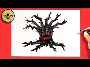 How to draw a spooky tree for halloween easy step by step