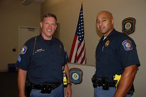 The Grand Rapids Police Department is pleased to announce the promotion of Sergeant Joseph Trigg to the rank of Lieutenant and Officer Thomas Bush to the rank of Sergeant. Both were promoted today at a ceremony held at the GRPD. Lieutenant Trigg will be assigned as a Watch Commander and Sergeant Bush will be assigned as patrol shift supervisor. Congratulations Joe and Tom! | Grand Rapids Police Department