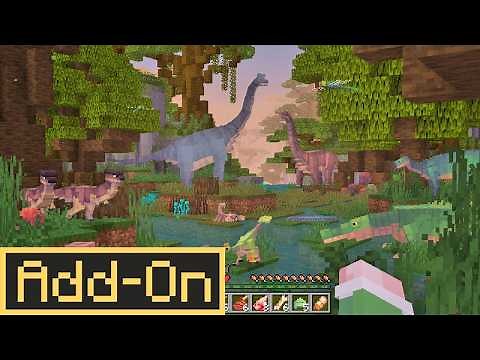 DINOSAURS 1.1 ADDON: 75+ Ride, Tame & Battle Dinosaurs in Minecraft Bedrock Survival