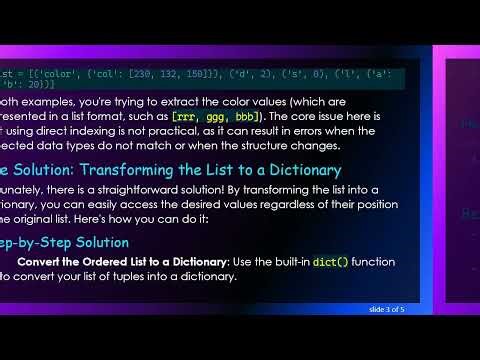 Extracting Color Values from an Ordered Dictionary in Python
