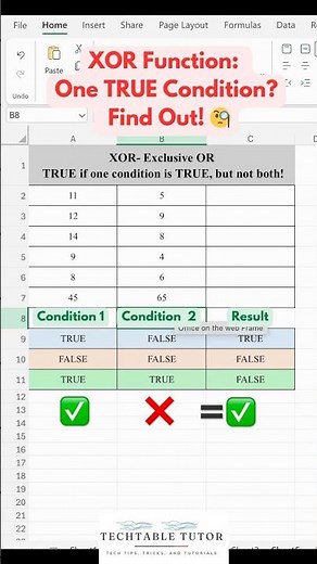 Excel XOR Function: Quick Logical Checks Made Easy! 🔥#excel #excelshorts