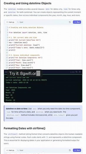 Python datetime Module - Date Objects, Formatting, Timedelta, Parsing — in 30 seconds #Tech #Learn