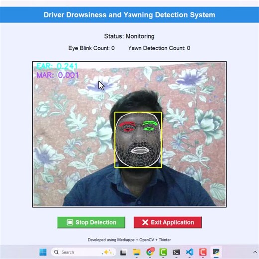 #mediapipe #opencv #python #ai #deeplearning #machinelearning #computervision #realtimeai #faciallandmarks #eyetracking #driverdrowsiness #drowsinessdetection #fatiguedetection #yawningdetection… | Pandian p