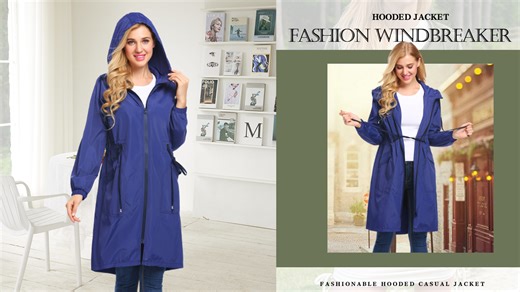 Watch women lightweight long raincoat on Amazon Live