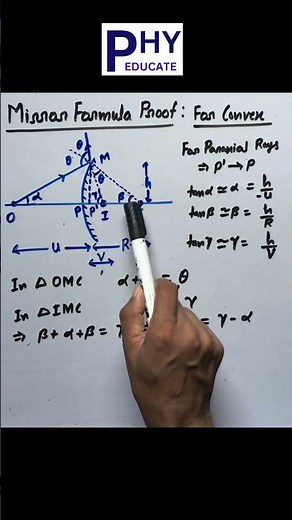 Mirror Formula Proof for Convex Mirror #physics #cbse #education #optics