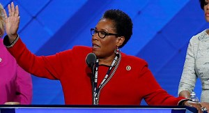 Ohio Representative Marcia L. Fudge addresses the DNC and scolds the crowd for interrupting. | POLITICO