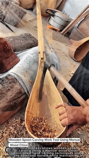 Wooden Spoon Carving Work Tool Using Manual Wood Chisel #worktool