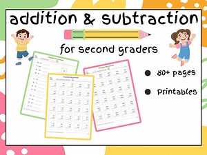 2nd Grade Addition & Subtraction Worksheets: 2-3 Digit Problems (PDF Download) - Etsy