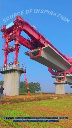 Bridge Construction: Giant Machine Lifts Precast Beam for Infrastructure Project