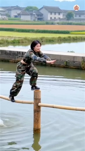 Insane Backflip Over Water on Bamboo Poles!#short#viral