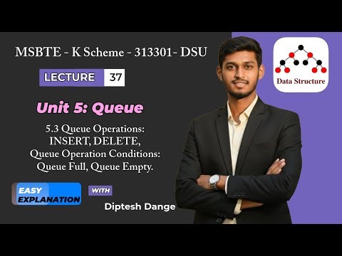 5.3 Queue Operations: INSERT, DELETE, Queue Operation Conditions: Queue Full, Queue Empty. | MSBTE