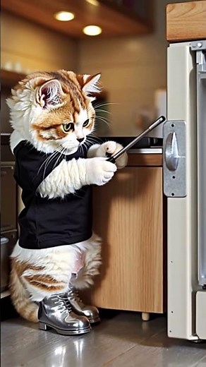 Miniature Refrigerator Repair 🧊 Tiny Cat Technician Fixes Fridge! #shorts