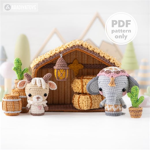 7-in-1 Nativity Crochet Pattern Set Stable Goatling Elephant DIY Christmas Mini Amigurumi Animal Patterns Nativity Scene (tutorial PDF File) - Etsy