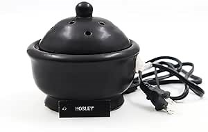 Hosley Black Electric Potpourri Warmer 5" High. Ideal Gift for Wedding, Special Occasions, Spa, Aromatherapy, Reiki, Meditation Settings and Home Office