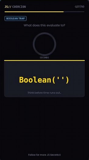 Boolean("") in JavaScript 🤯 | Truthy vs Falsy Explained (JS Interview Question) #smartphone #coding
