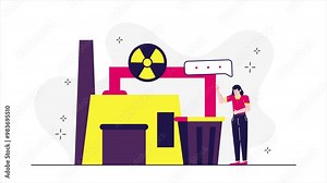 Industrial waste management and safety awareness illustration animated video