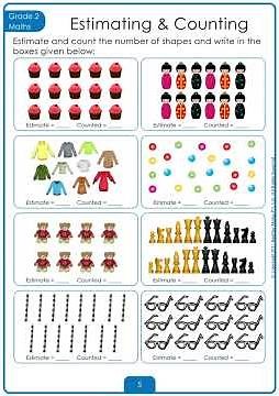 Grade 2 Estimating & Counting Worksheets for PYP IB, Common Core, CBSE #grade2math #beeonebooks