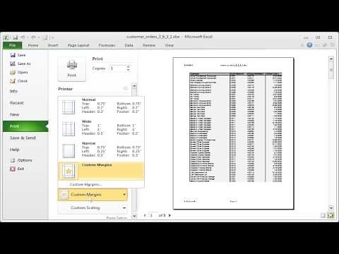 Excel margins: Set margins