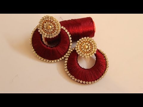 How To Make Beautiful Silk Thread Earrings At Home | DIY | Jewelry Making |