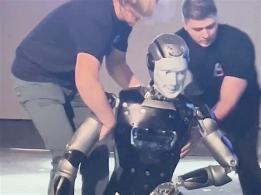 One of Russia's first humanoid robots face-planted during its public debut