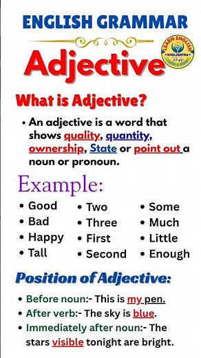 📘 Adjectives in English Grammar | What is Adjective? | Parts of Speech | English Lesson