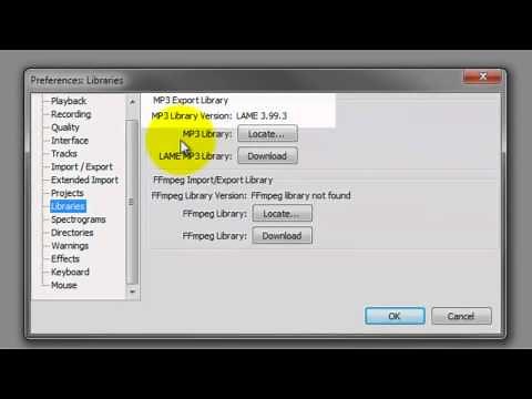 Audacity: Install LAME MP3 Encoder