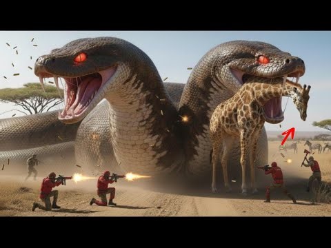 Animal Rescue: Heroic rescue team saves giraffe from attack by giant python