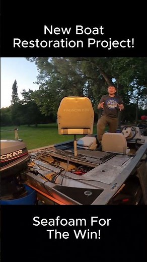 Boat Restoration Sea foam for the win! #boatflip #outboardengine #boatrestoration