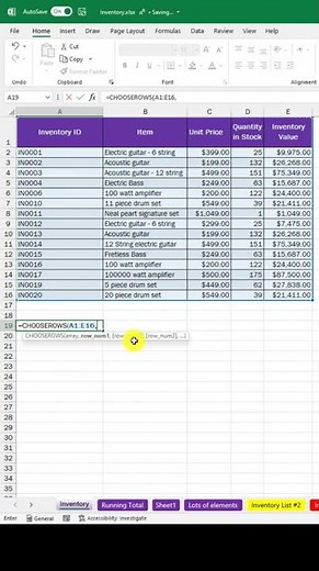CHOOSEROWS function - One of the new Microsoft Excel functions for 2022